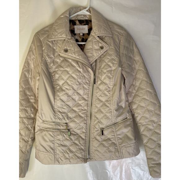 Laundry by Shelli Segal Cream Lightweight Quilted Puffer Coat Jacket Small - Picture 2 of 10